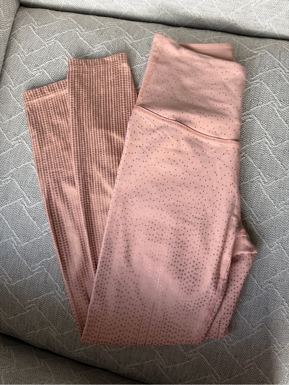 Blush Pink High-Waist Leggings with Subtle Dot Shine